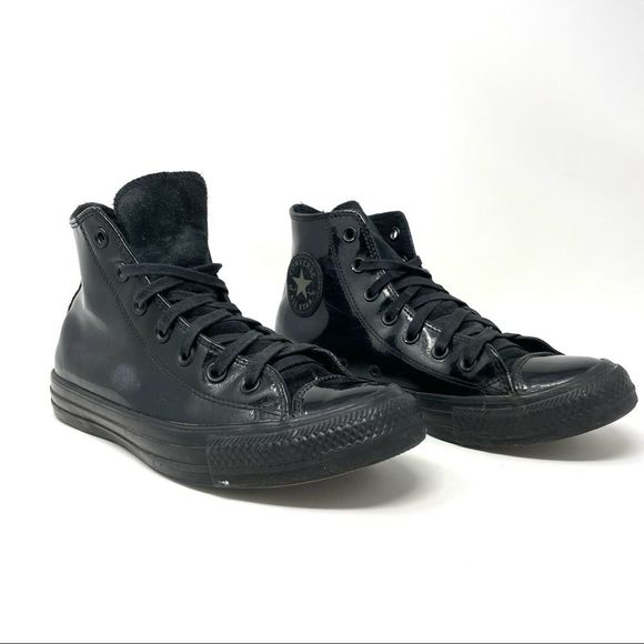 Converse Black patent leather Chuck Taylor High Tops Size 8/39 - Picture 2 of 8